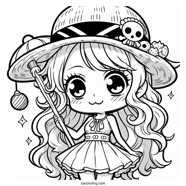 One Piece Coloring Page Of Cute Chibi Nami