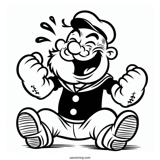 Popeye Coloring Page Of Bluto Laughing Outline For Preschoolers