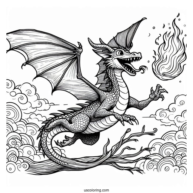 Shrek Dragon Flying Over Fire