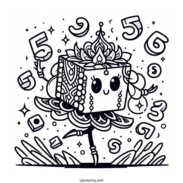 Numberblocks Coloring Page 5 Dancing
