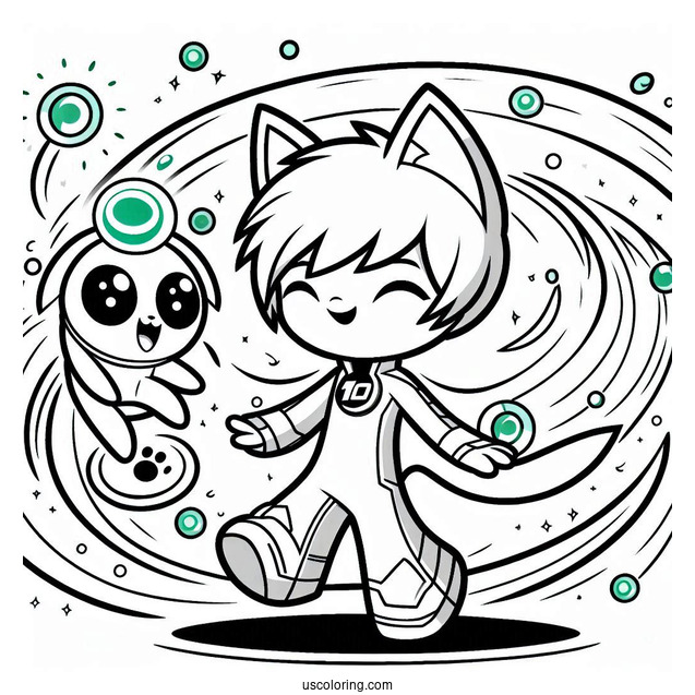 Ben 10 Coloring Page Of Cute Echo Echo For Preschoolers
