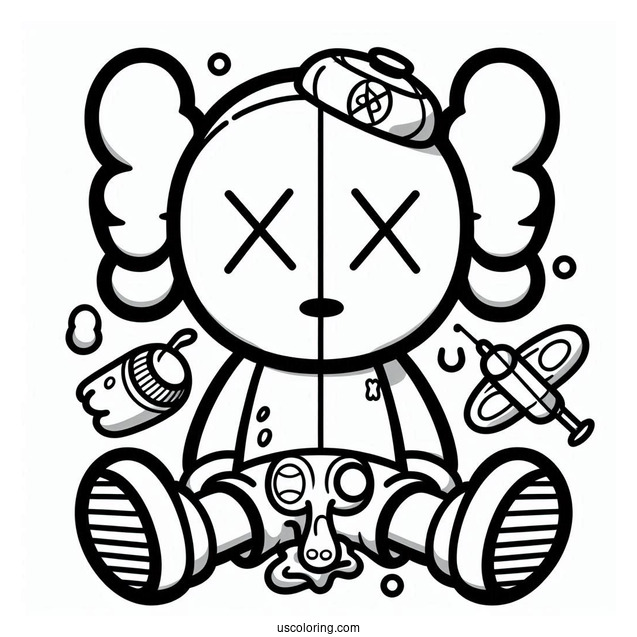 KAWS Coloring Page Themed Simpsons