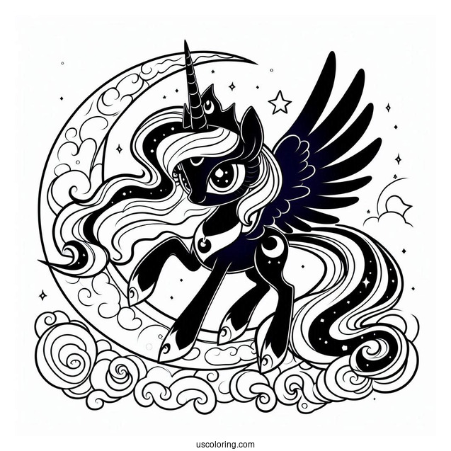 Princess Luna Coloring Page With Nightmare Moon Alter Ego For Kids