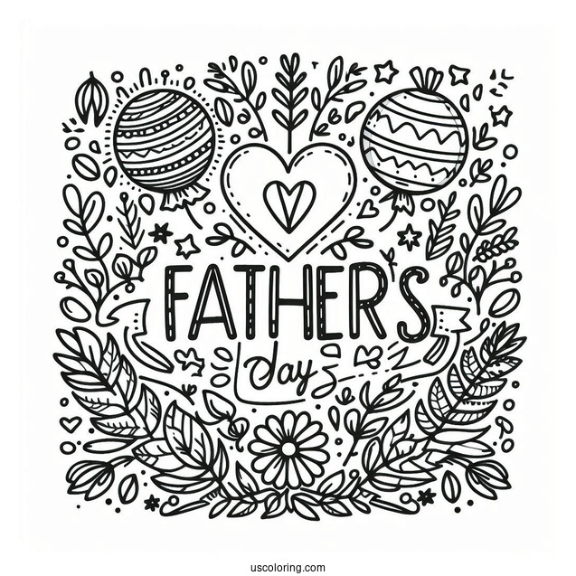Simple Father's Day Coloring Page Of Words For Kids