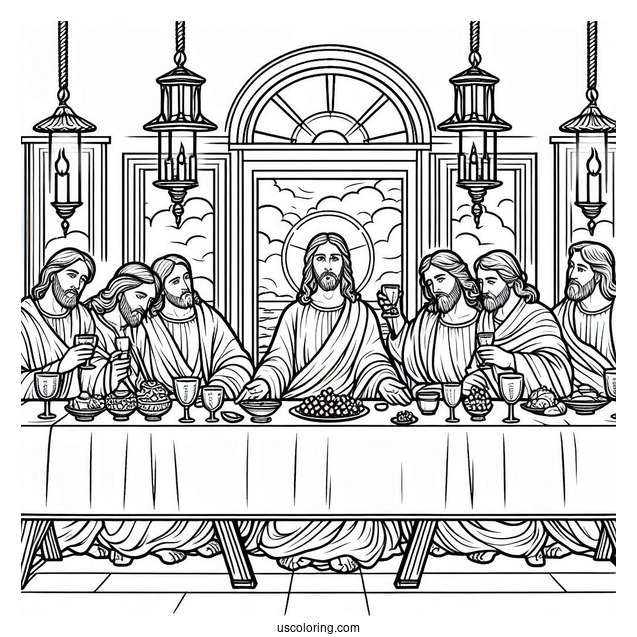 Last Supper Of Jesus Coloring