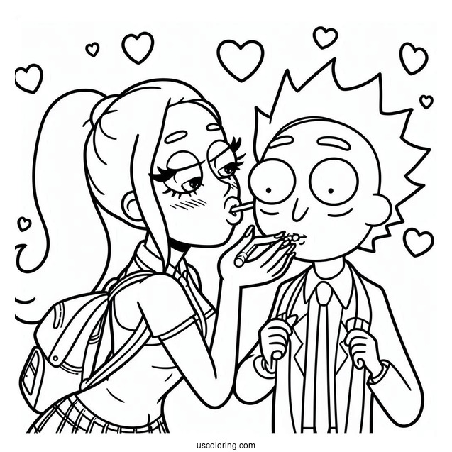 Rick and Morty Coloring Page Of Morty s Crush Jessica in School Uniform Coloring Sheet for Kids