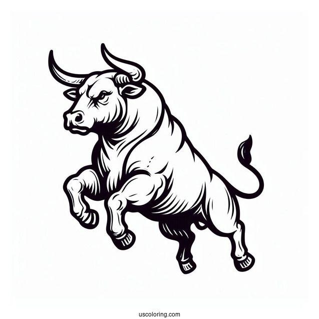 Easy Outline Of Fighting Bull Coloring In