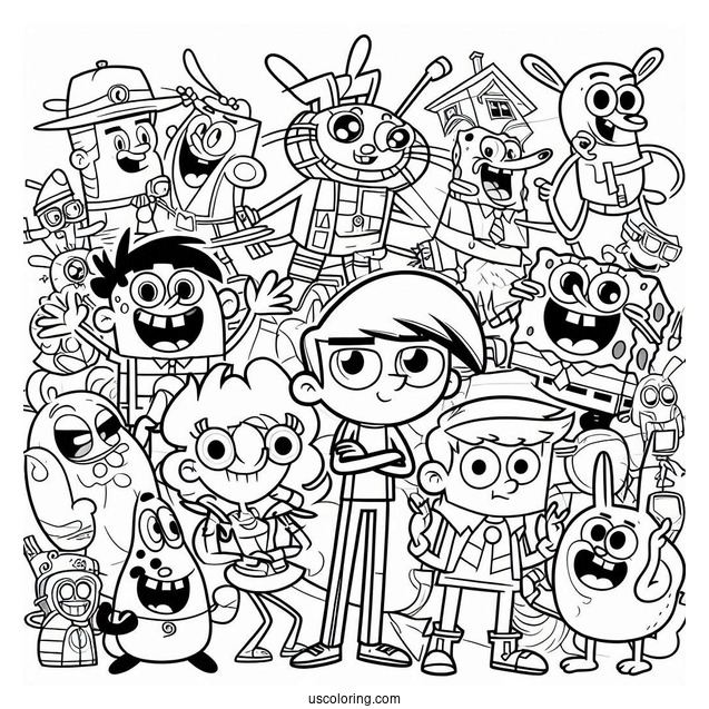 Famous Nickelodeon Coloring Page Of Characters Poster