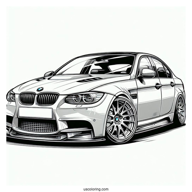Detailed E92 BMW Coloring Page