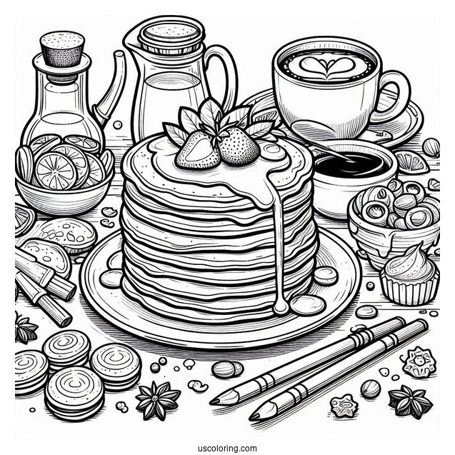 Pancakes Coloring Page