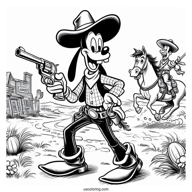 Cowboy Coloring Page Goofy In The Wild West