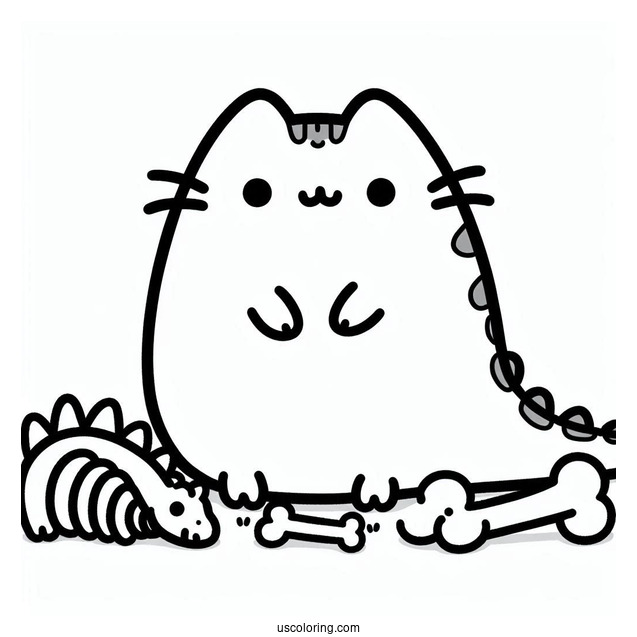 Pusheen T-Rex Dinosaur With Bones