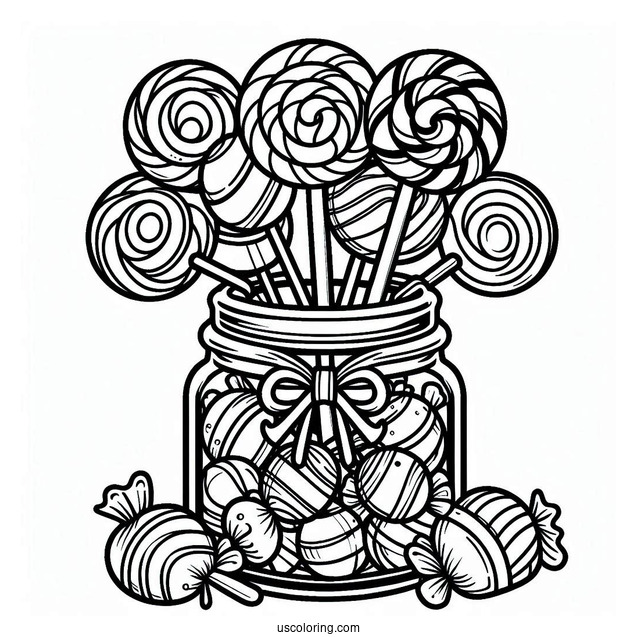 Jar Of Lollipops To Color For Kids