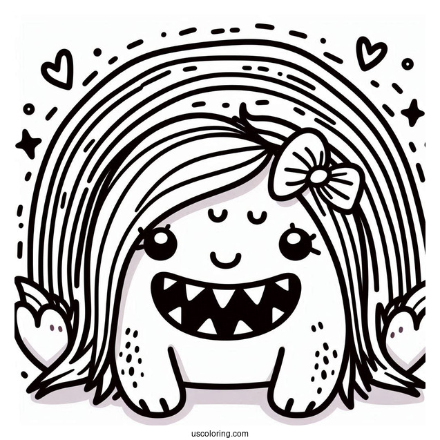 Pink Rainbow Friends Coloring Page With Sharp Teeth