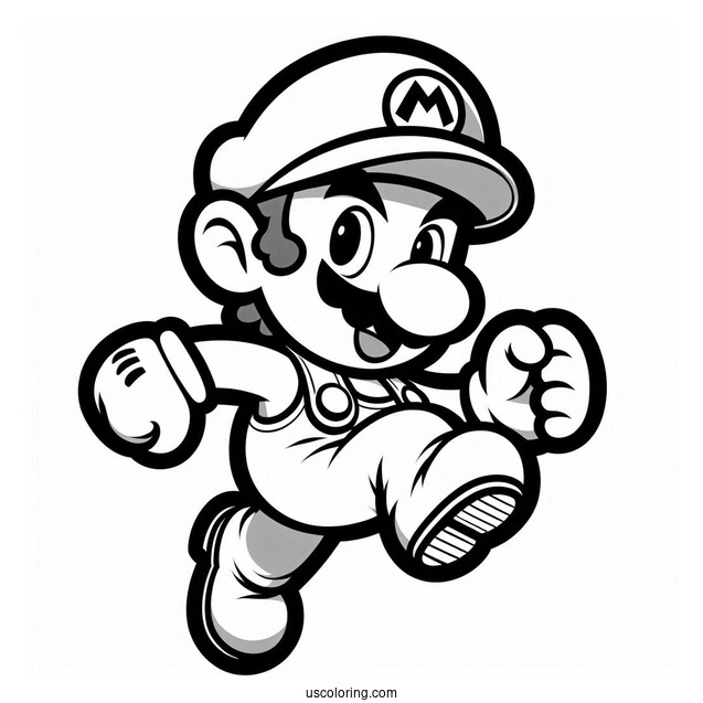Mario In Super Smash Bros Coloring Page For Kids