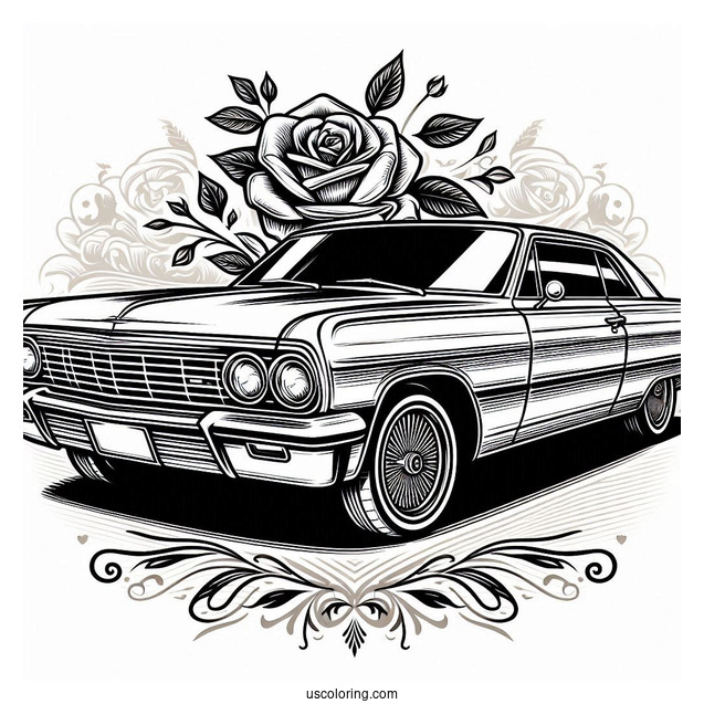 Impala Lowrider Coloring Page With Custom Design
