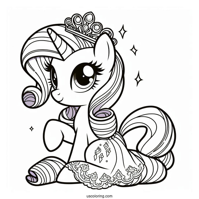My Little Pony Rarity Wearing Crown and Dress