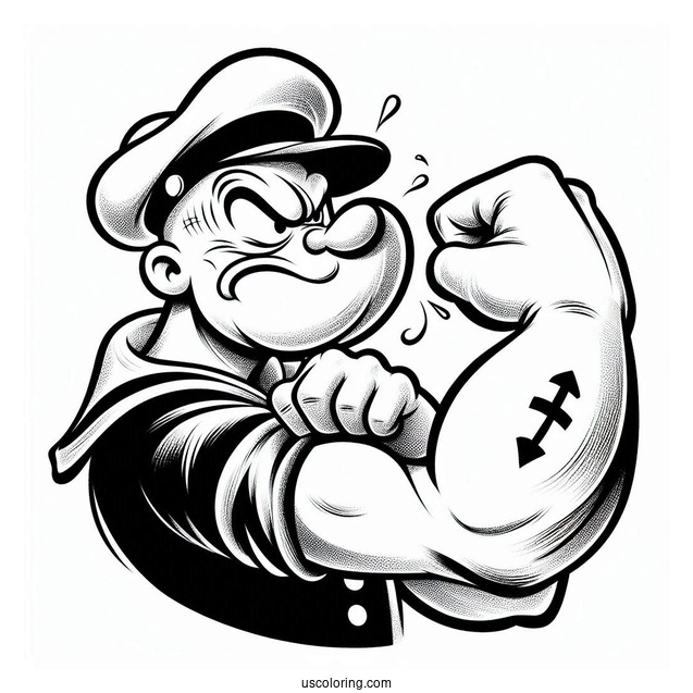 Popeye Coloring Page Punching Bluto