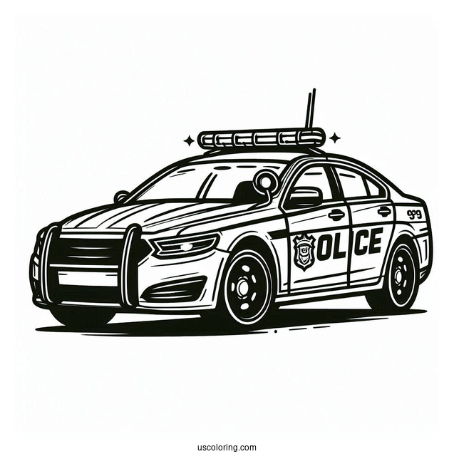 Simple Outline Of Police Car To Color