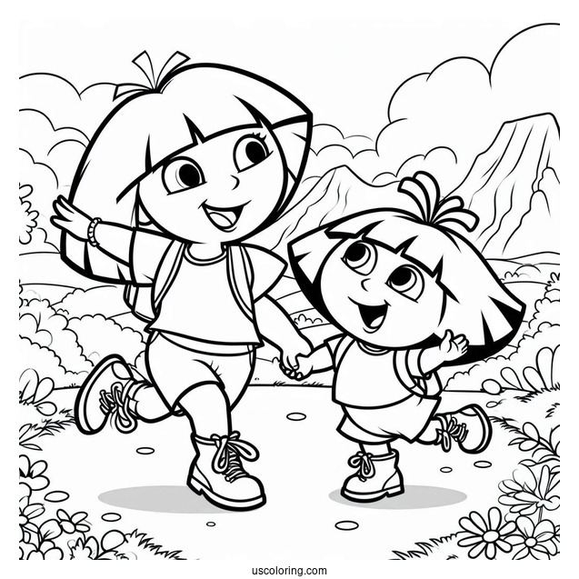 Dora And Boots Dancing On a Path