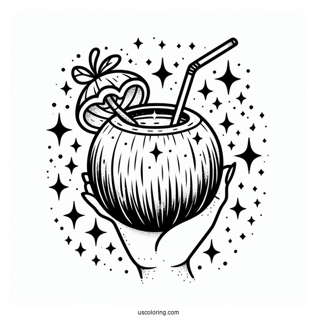 Sparkling Coconut Coloring Page Drink For Kids
