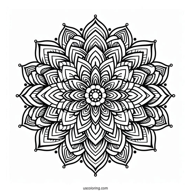 Multi Layered Flower Mandala Coloring Page