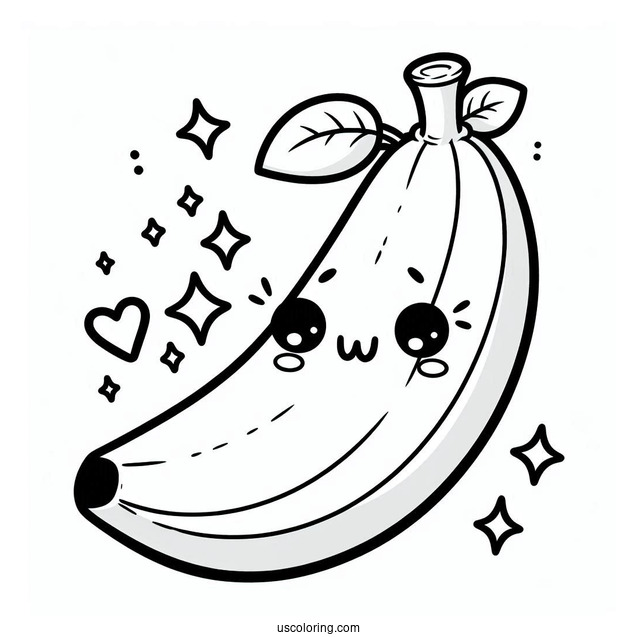 Cute Smiling Kawaii Banana Coloring