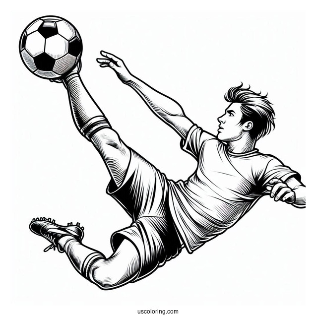 Soccer Player Doing Bicycle Kick To Color