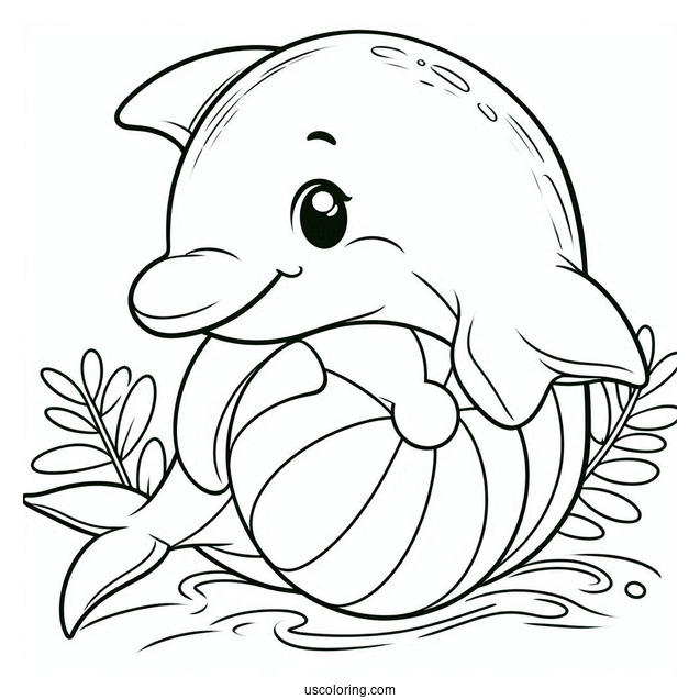 Dolphin Playing With Ball Coloring Sheet