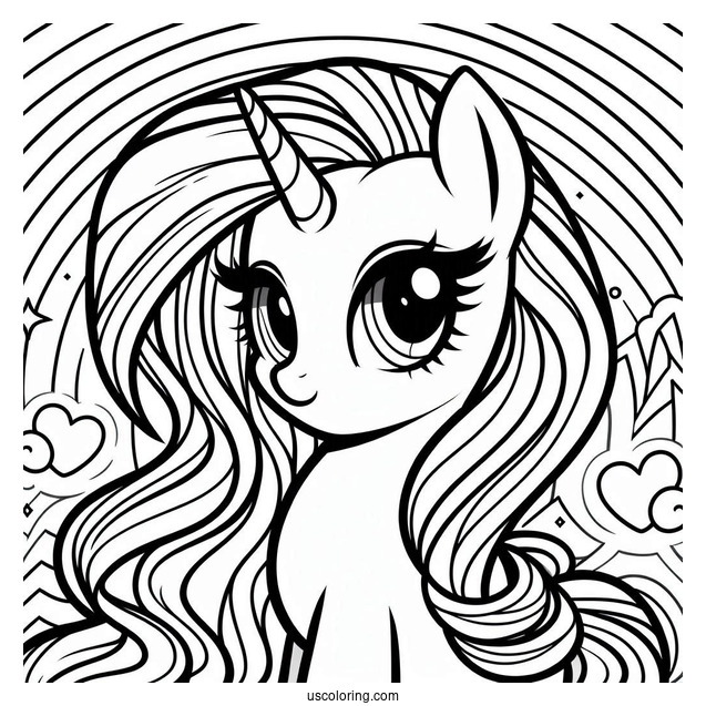 Cool Rarity Coloring Page With Rainbow Background