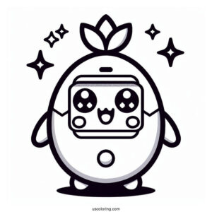 Pixelized Tamagotchi Coloring Page Featuring Tomomi For Kids