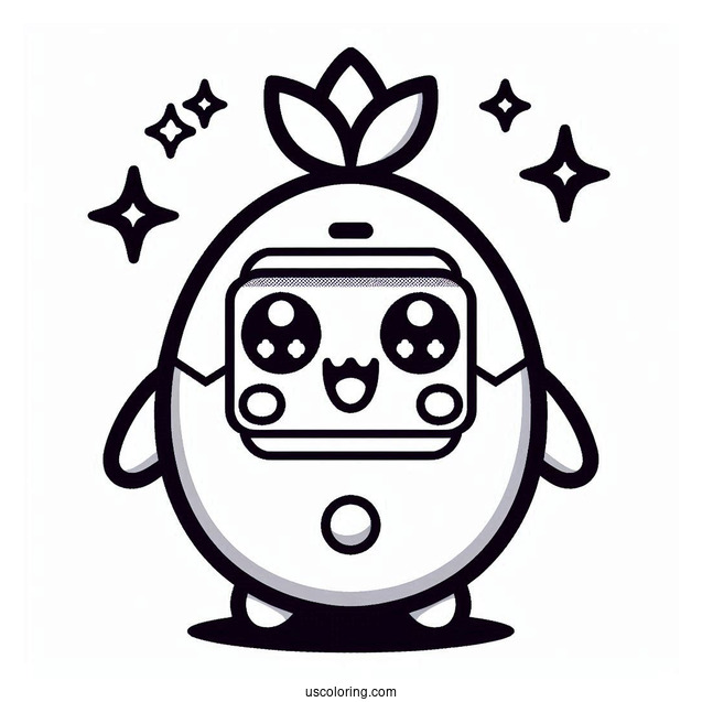 Pixelized Tamagotchi Coloring Page Featuring Tomomi For Kids