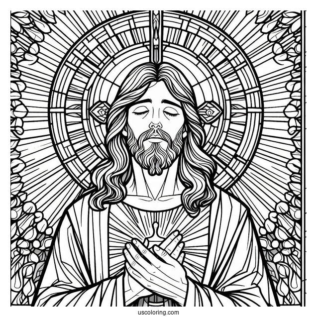 Detailed Jesus Coloring Pages Stained Glass