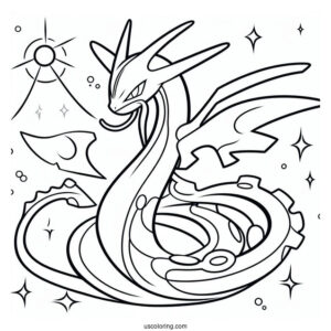 Easy Outline Of Rayquaza Coloring Page For Kids