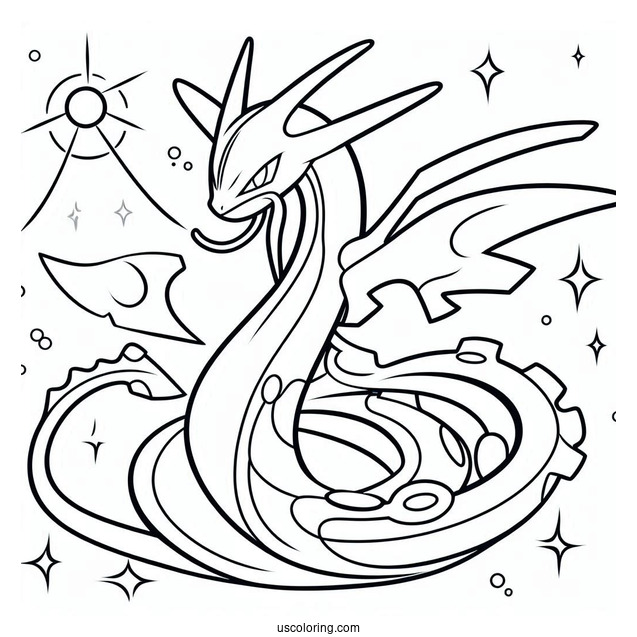 Easy Outline Of Rayquaza Coloring Page For Kids