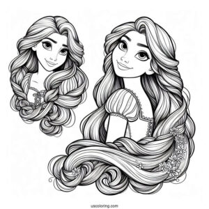 Rapunzel With Long Hair Coloring Page