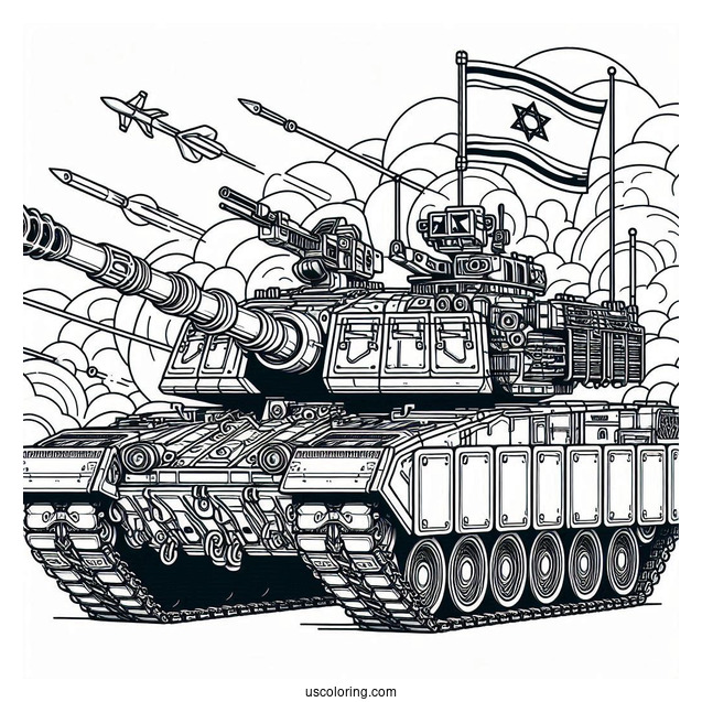 Intricate Merkava Mk4 Israel Tank to Color
