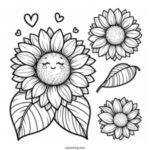 Flower Coloring Pages Of Blushing Sunflower For Preschoolers