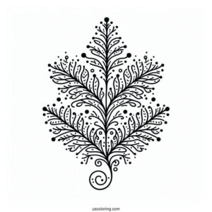 Simple Fernlike Snowflake Coloring Page