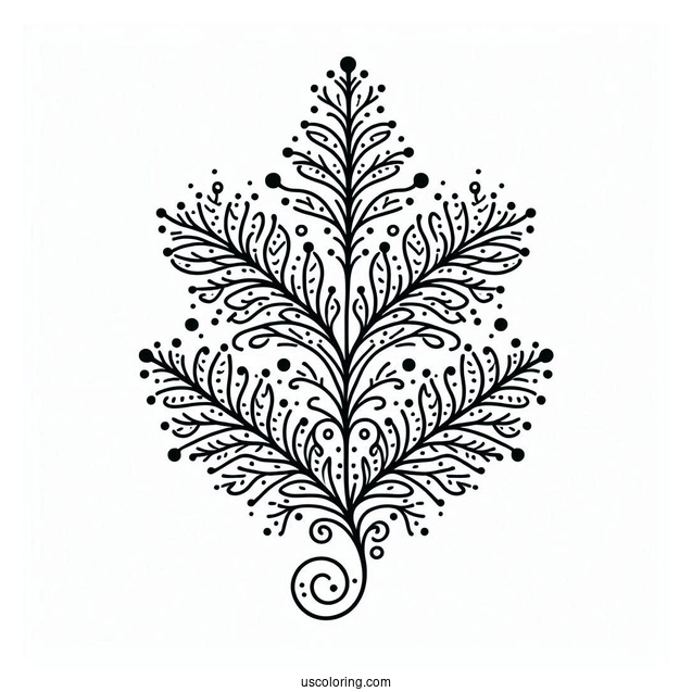 Simple Fernlike Snowflake Coloring Page