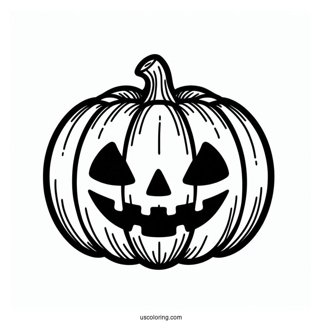 Pumpkin Coloring Page Of Jack O Lantern With Cut Out Eyes And Mouth