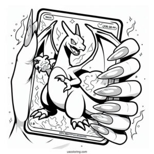 Dark Charizard Nail Flick Pokemon Card Coloring Page