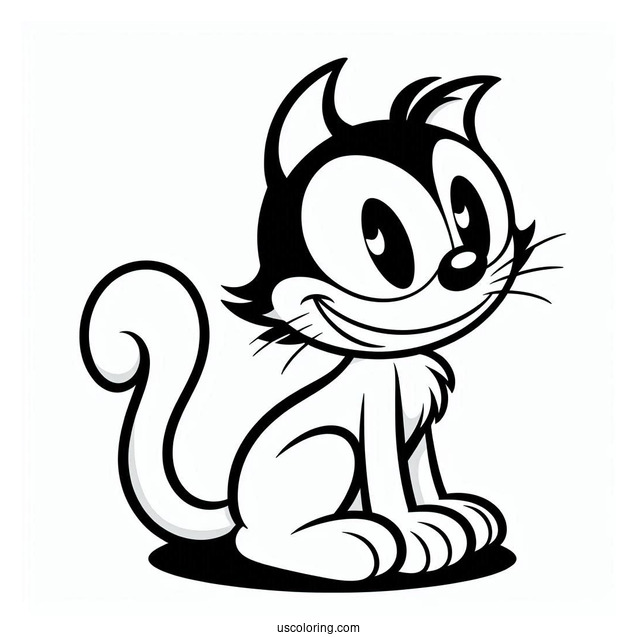 Easy Outline Of Felix The Cat Coloring Sheet