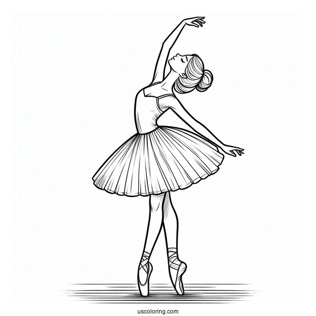 Ballerina Standing On Toes With Arms Above Head