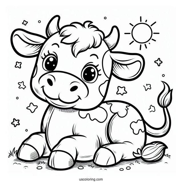 Smiling Cow For Coloring In