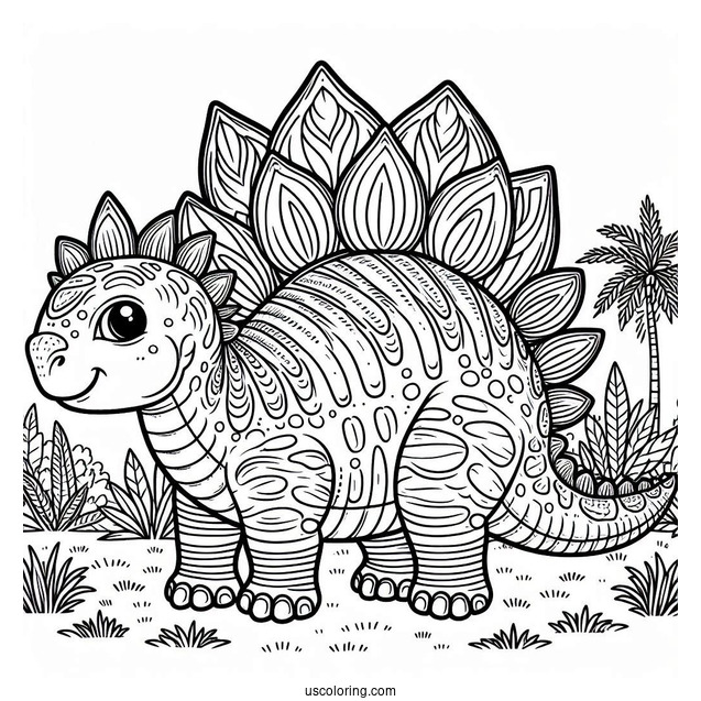 Detailed Stegosaurus Coloring Page For Kids