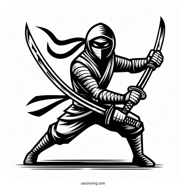 Ninja Fighting Using Two Swords