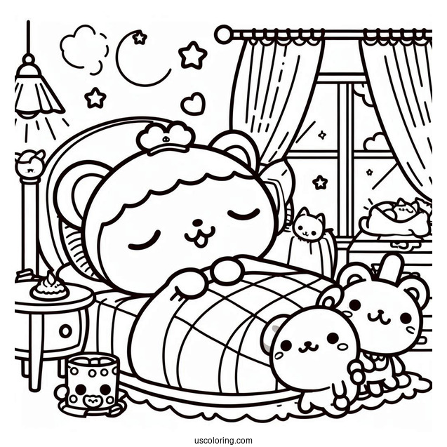 Detailed Pompompurin And Friends Sleeping In Bedroom