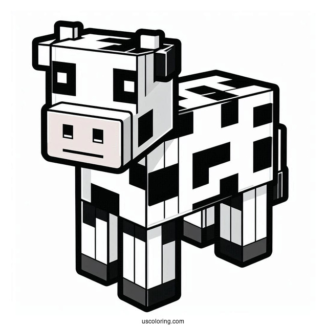 Detailed Minecraft Cow To Color