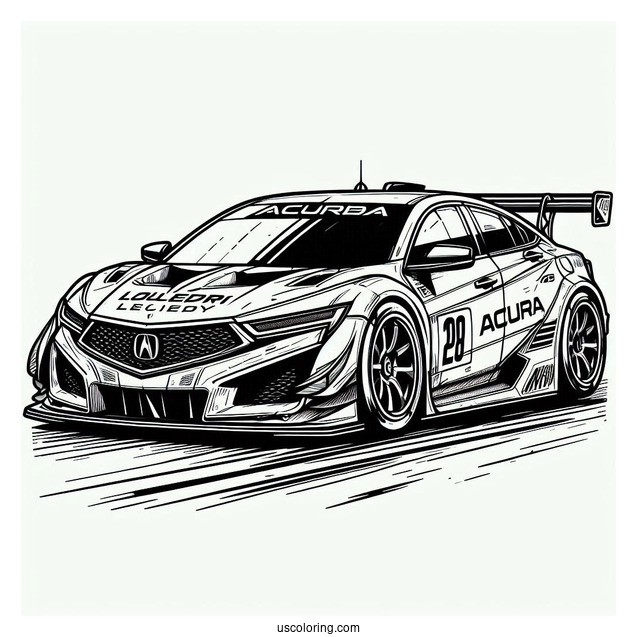 Acura Race Car Coloring Sheet